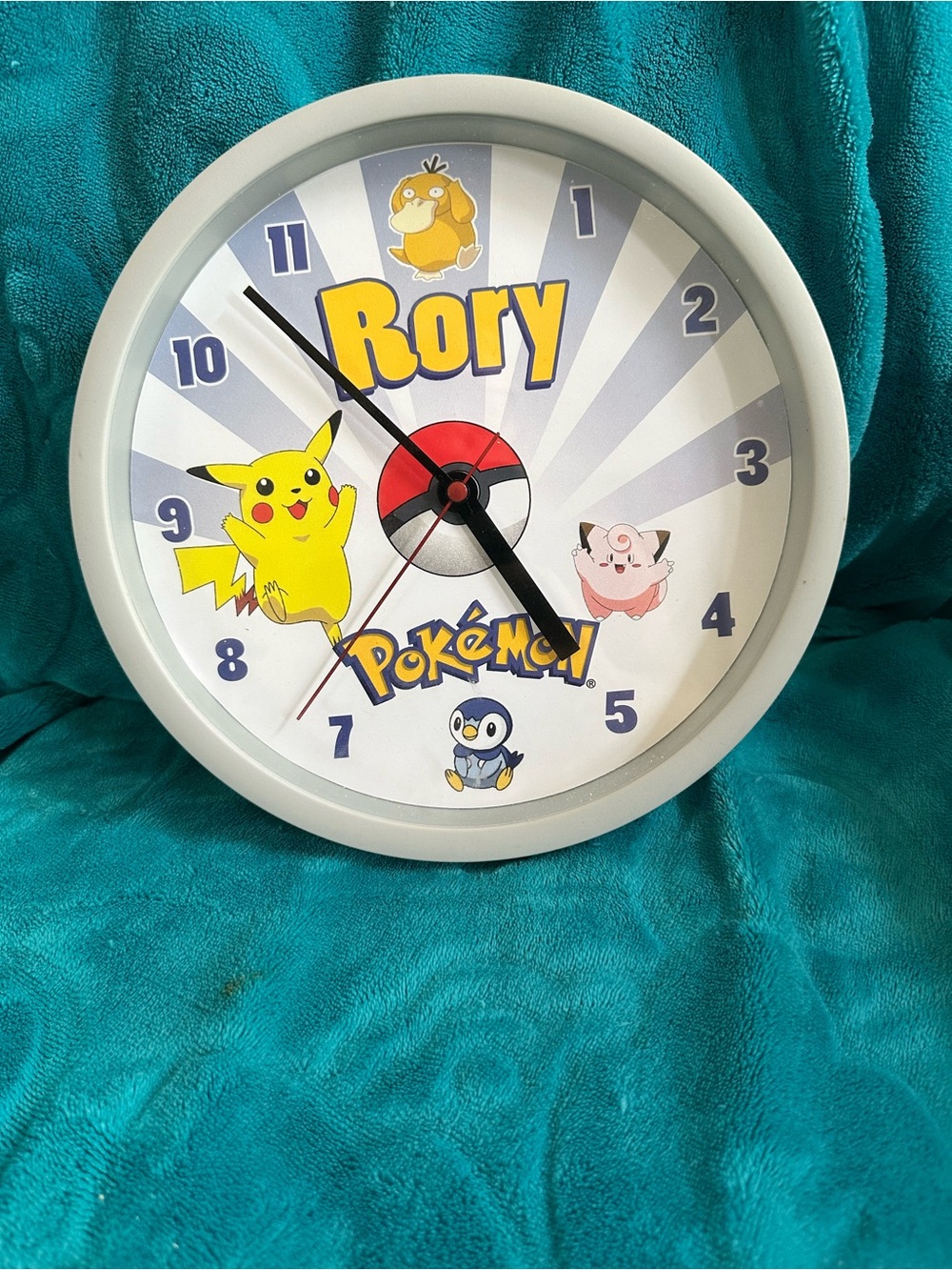 Pokémon Kids Wall Clock with Pikachu and Custom Name